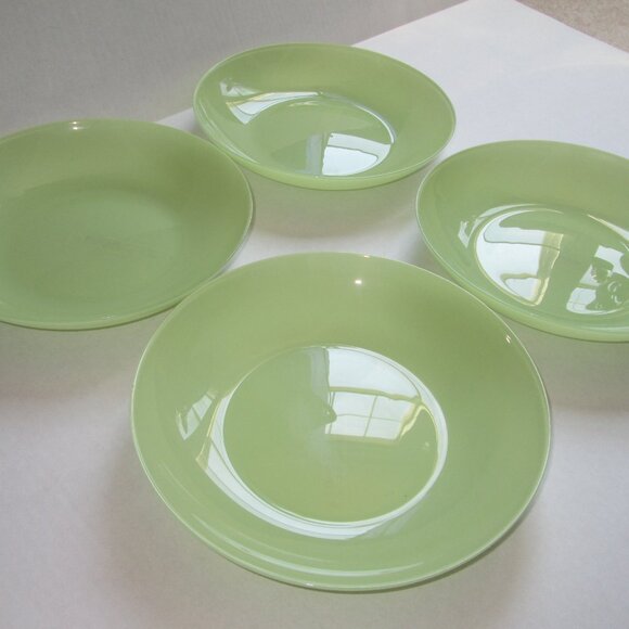 IKEA France made Tempered Green Glass 10" Dinner Plates Bowls Lightweight set 4 - Picture 1 of 12